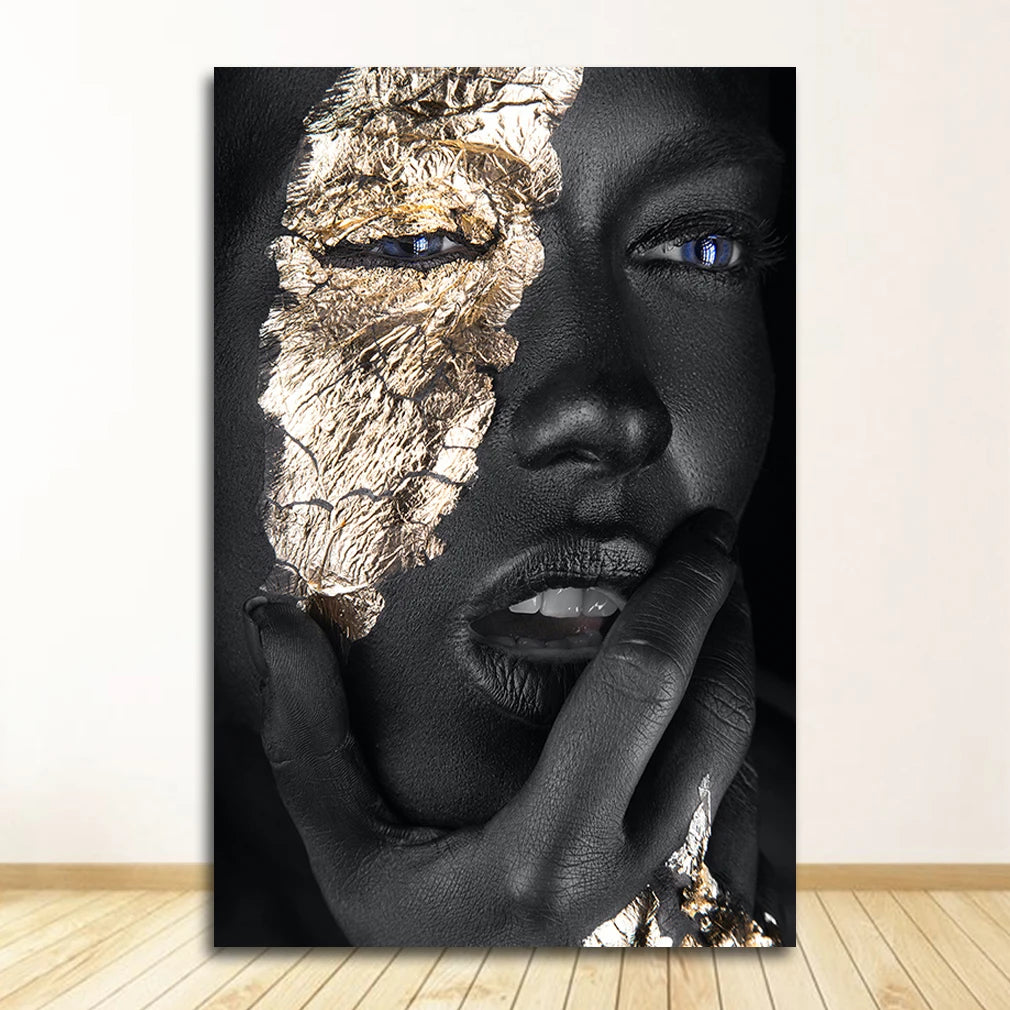 En Prints Scandinavische Wall Art Foto Voor Woonkamer Afrikaanse Art Zwart En Goud Vrouw Olieverfschilderij Cuadros posters