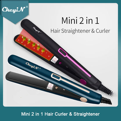 Mini Professionele 2 In 1 Draagbare Haarkrultang Stijltang Platte Ijzeren Haren Rechttrekken Golfplaten Styling Tools 48