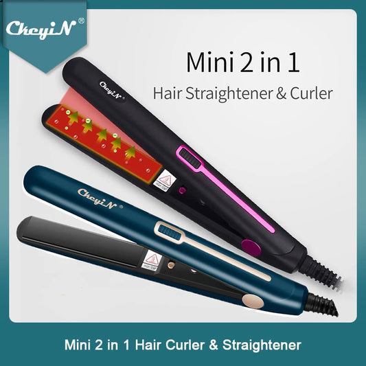 Mini Professionele 2 In 1 Draagbare Haarkrultang Stijltang Platte Ijzeren Haren Rechttrekken Golfplaten Styling Tools 48
