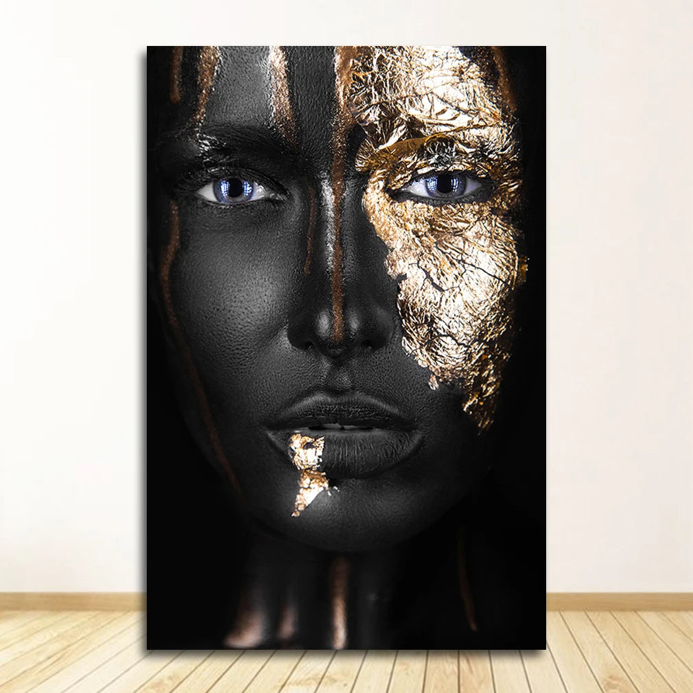 En Prints Scandinavische Wall Art Foto Voor Woonkamer Afrikaanse Art Zwart En Goud Vrouw Olieverfschilderij Cuadros posters
