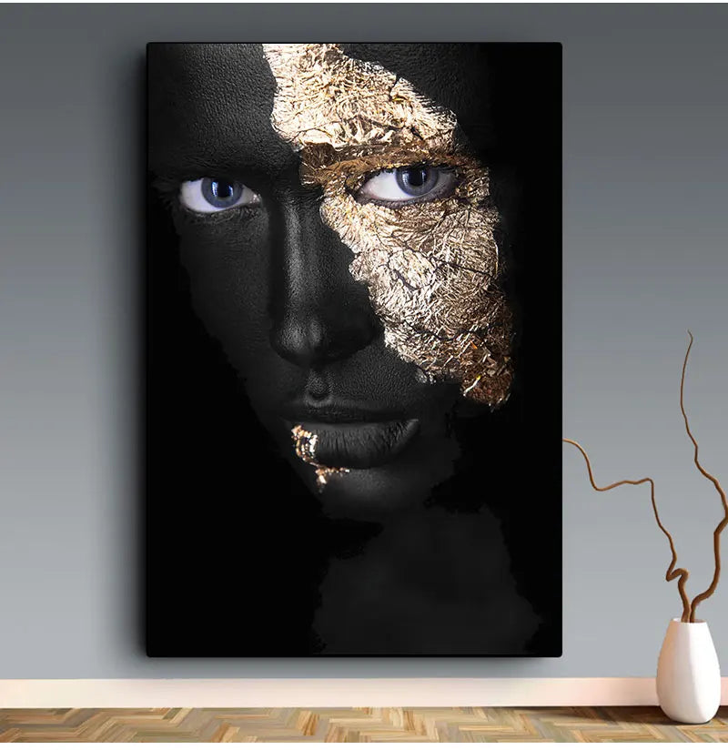 En Prints Scandinavische Wall Art Foto Voor Woonkamer Afrikaanse Art Zwart En Goud Vrouw Olieverfschilderij Cuadros posters