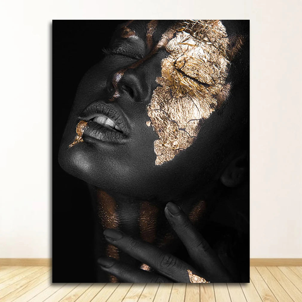 En Prints Scandinavische Wall Art Foto Voor Woonkamer Afrikaanse Art Zwart En Goud Vrouw Olieverfschilderij Cuadros posters