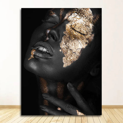 En Prints Scandinavische Wall Art Foto Voor Woonkamer Afrikaanse Art Zwart En Goud Vrouw Olieverfschilderij Cuadros posters