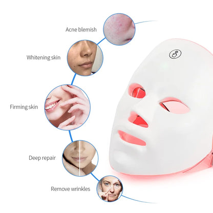 LED Masker | 7 kleuren LED lichttherapie masker | Huidverzorging | Huidverjongingsapparaat | Veilig voor alle huidtypes