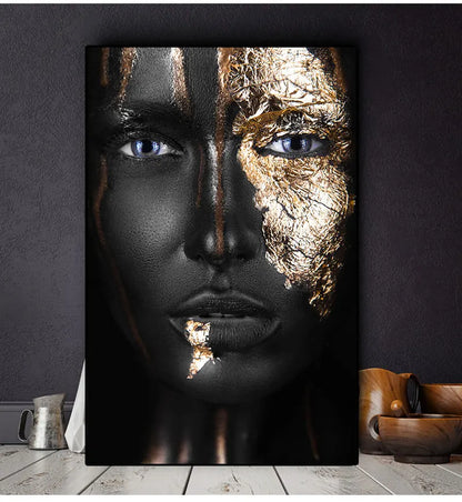 En Prints Scandinavische Wall Art Foto Voor Woonkamer Afrikaanse Art Zwart En Goud Vrouw Olieverfschilderij Cuadros posters