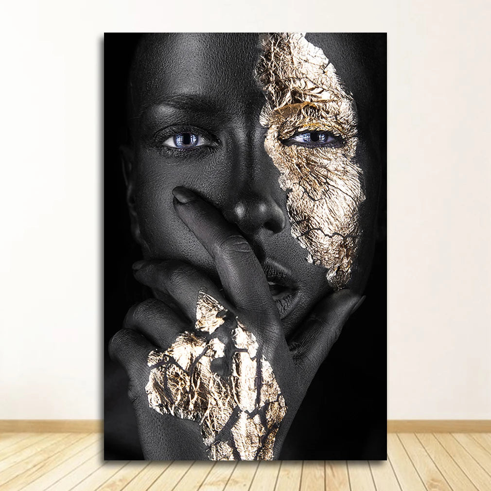 En Prints Scandinavische Wall Art Foto Voor Woonkamer Afrikaanse Art Zwart En Goud Vrouw Olieverfschilderij Cuadros posters