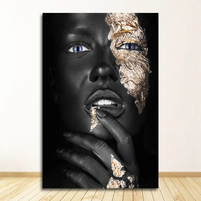 En Prints Scandinavische Wall Art Foto Voor Woonkamer Afrikaanse Art Zwart En Goud Vrouw Olieverfschilderij Cuadros posters