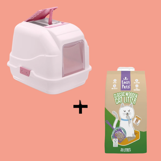 Imac - Easy Cat Kattenbak Roze + Easypets Houtkorrels (10 LTR)