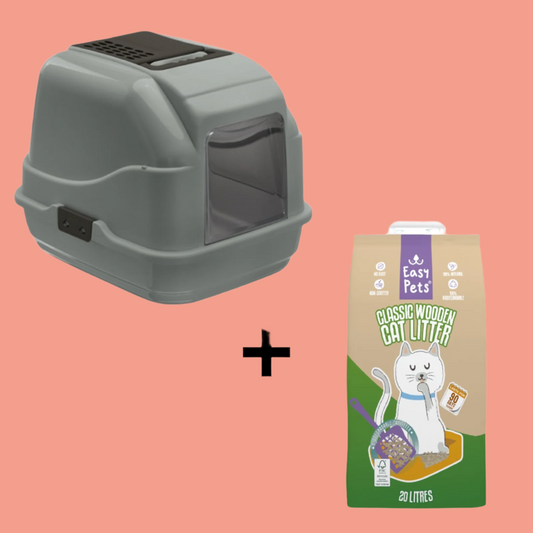 Imac - Easy Cat 2Nd Life Kattenbak Lichtgrijs + Easypets Houtkorrels (10 LTR)