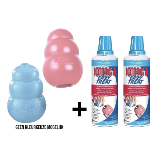 Kong - Puppy Kong + 2x Easy Treat Puppy Hondensnack Vulling