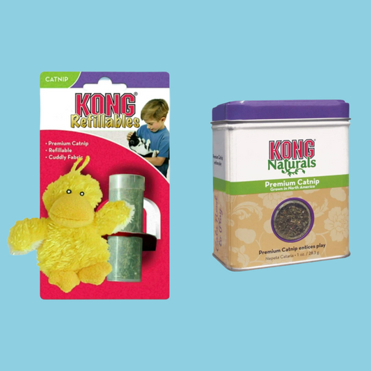 Kong - Pluche Eend + Catnip Navulling (30 Gram) - Combideal