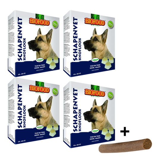 Combideal - Biofood Schapenvet Maxi Bonbons Knoflook 4x 40 Stuks + Fricandel