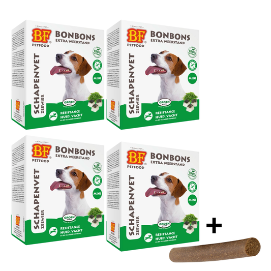 Combideal - Biofood Schapenvet Bonbons Mini Zeewier 4x 80 Stuks (320 stuks) + Fricandel