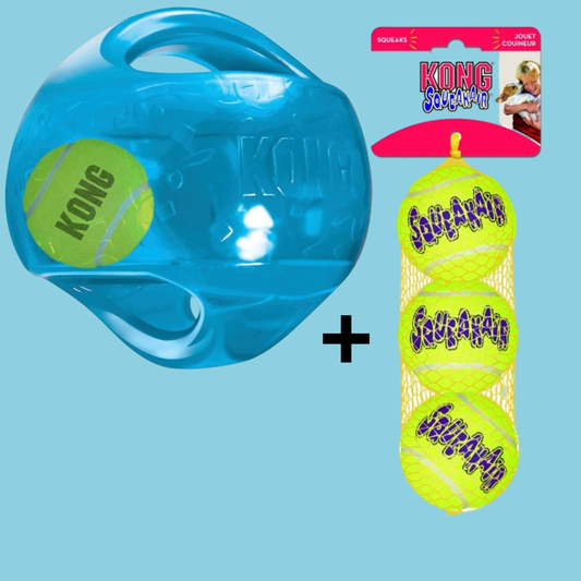 Combideal - Kong Jumbler Ball Assorti + Kong Squeakairs Medium (6 CM)