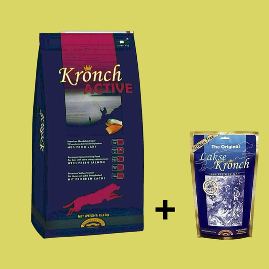 Kronch - Active Adult Hondenvoer + Kronch 100% Zalmsnacks (175 gram) Combideal