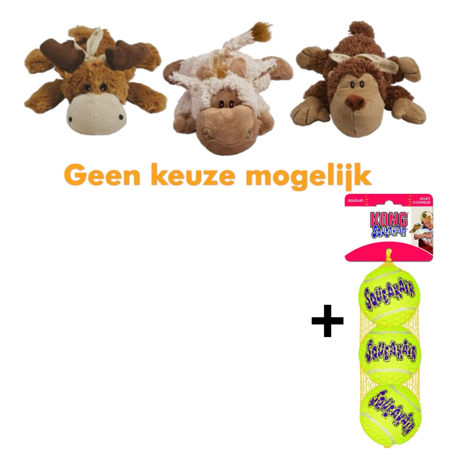 Combideal Kong Cozie Naturals Assorti + Squeakairs Tennisballen
