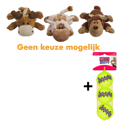 Combideal Kong Cozie Naturals Assorti + Squeakairs Tennisballen