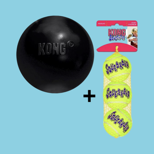 Combideal Kong Extreme Bal Zwart + Squeakairs Tennisballen