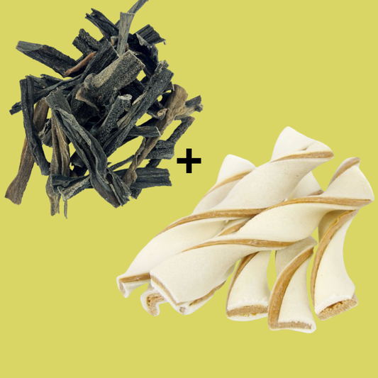 Combideal Petsnack - 20 Zalmwokkels 12 CM+ 1 KG Pens Hondensnack