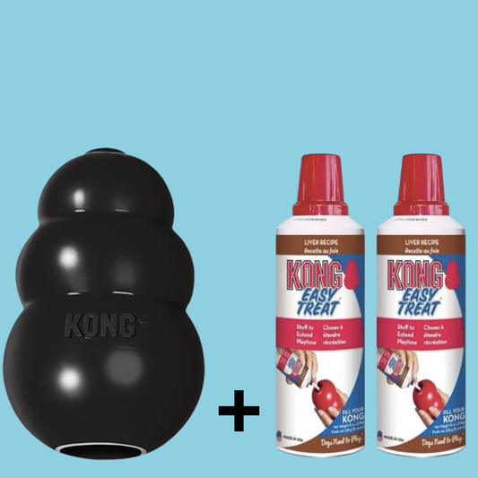 Combideal Kong - Extreme Zwart + 2x Easy Treat Lever Vulling
