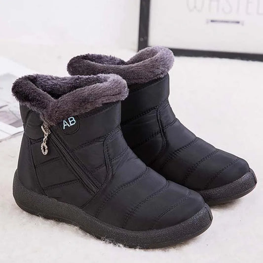 damesschoenen met een rits en bont van binnen