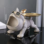 Bulldog Opslag Sculptuur, Hars Cool Hond Sculptuur Grote Mond Bulldog Sleutel Snackhouder Beeldje met Opberglade, Entree Ambachten Kunst Standbeeld Thuis Desktop Ornament Decoratie