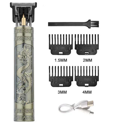 Tondeuse voor heren, USB, oplaadbaar, elektrisch scheerapparaat voor baard en haar, geschikt voor volwassenen en barbier, machine met 4 beperkte kammen (brons)