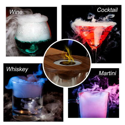 Glass Top Smoker Cocktail Smoker Kit With 4PCS Wood Chips Bartender Accessories For Whiskey Drinks Smoking Gift Kit for Dad