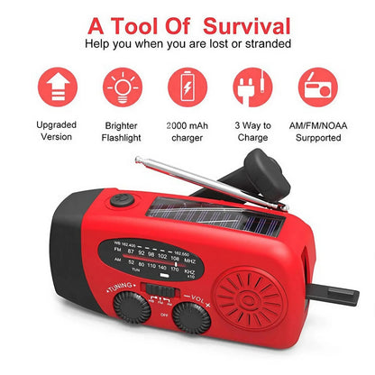 Stonego Multifunctionele Fm Radio Outdoor Nood Hand-Crank Generator Zonne-Energie Mobiele Telefoon Opladen Verlichting Tafellamp