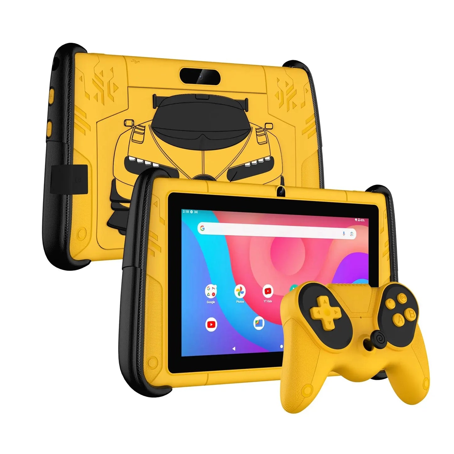 Pritom 7 "Android 12 Tablet Voor Kinderen, 4Gb Ram 64Gb Rom, Kinderen Software Voorgeïnstalleerd, Wifi, Met Cool Sportwagen Vorm Geval