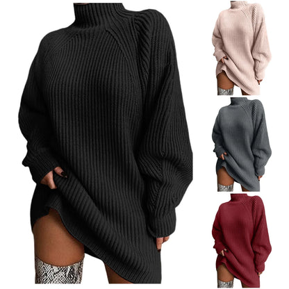 Herfst Winter Gebreide Coltrui Trui Jurk