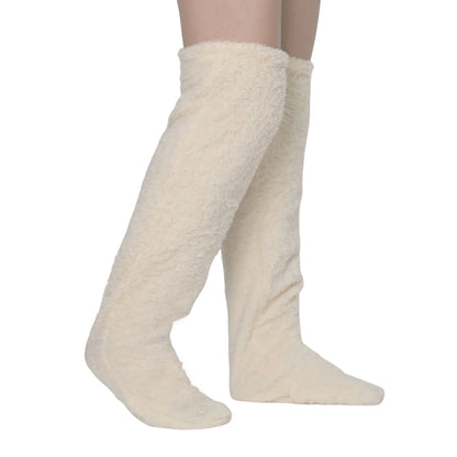 Pluizige Dij Hoge Sokken Vrouwen Winter Warme Voeten Kousen Teddy Benen Fuzzy Knie Hoge Winter Sokken Warme Slaap Sokken Voet Warming