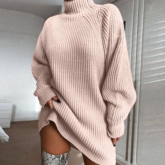 Herfst Winter Gebreide Coltrui Trui Jurk
