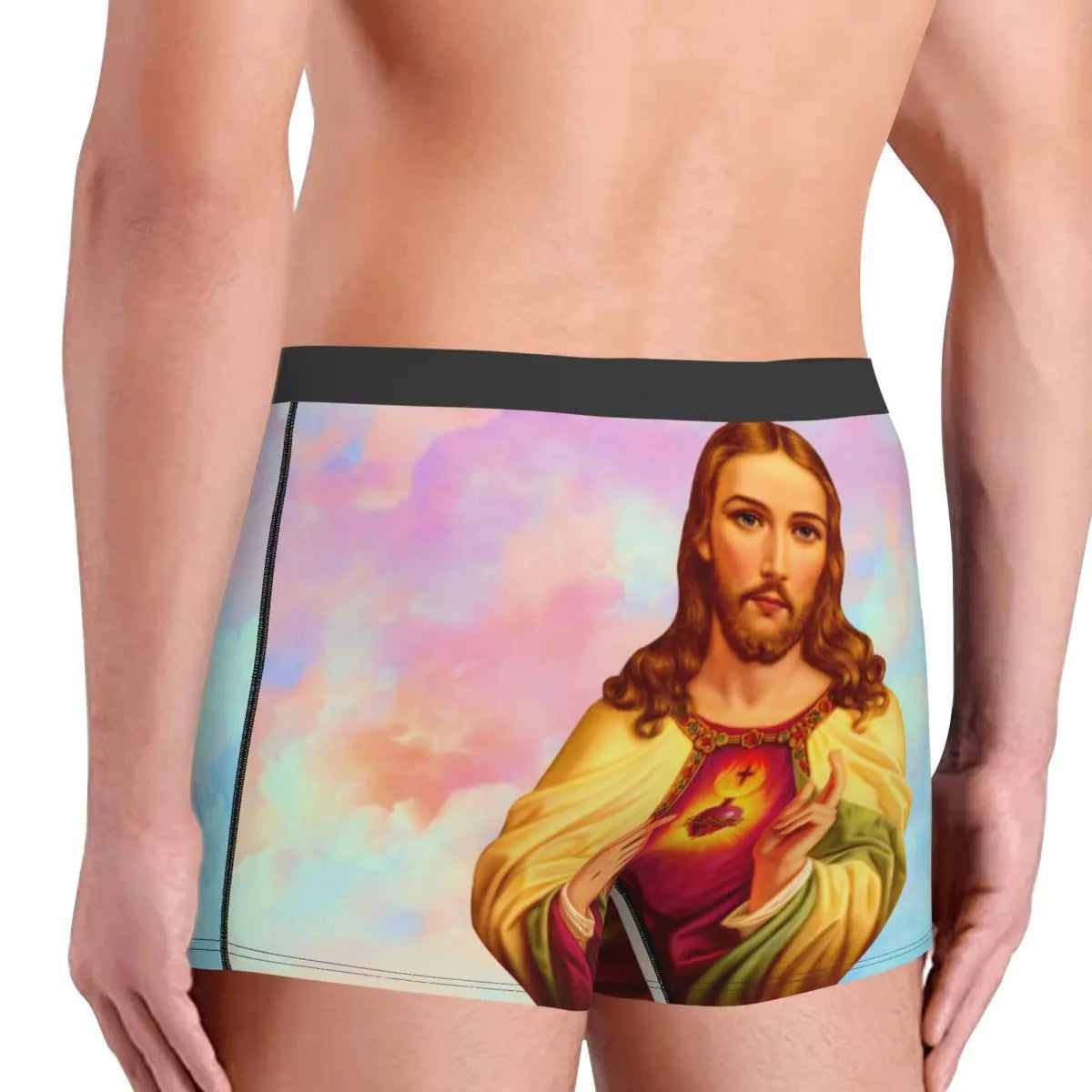 Custom Mannelijke Cool Heilig Hart Van Jezus Ondergoed Christelijke Katholieke God Boxer Slips Zachte Korte Broek Onderbroek