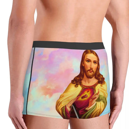 Custom Mannelijke Cool Heilig Hart Van Jezus Ondergoed Christelijke Katholieke God Boxer Slips Zachte Korte Broek Onderbroek