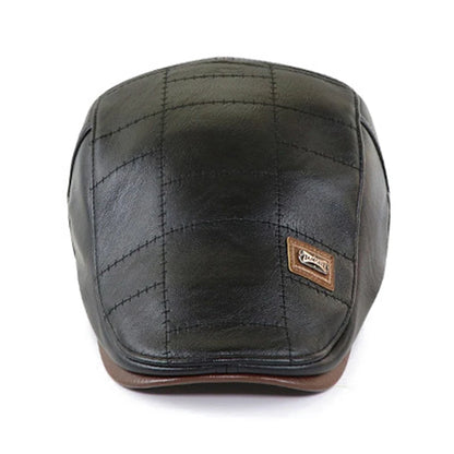 Retro Heren Lederen Baret Hoed Platte Pet Mannelijke