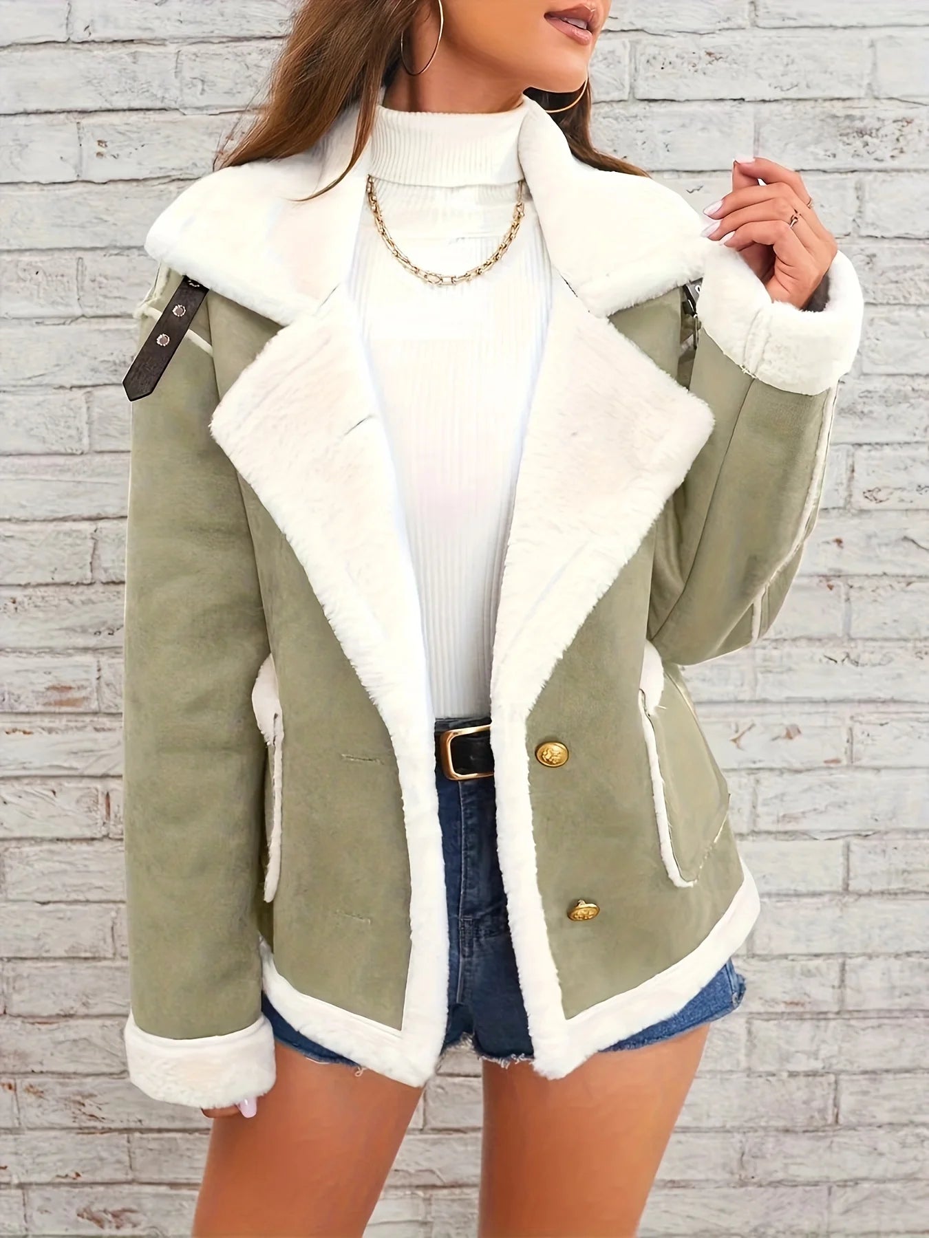 Winterjas Teddy met Revers Dames