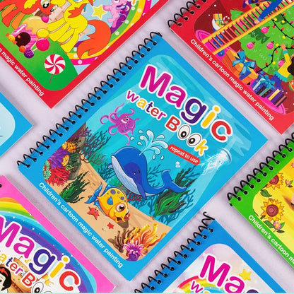 4-Pack Magische Water Kleurboeken voor Kinderen vanaf 2 Jaar - Herbruikbare Waterkleurboekjes met Magische Stift - Kleuren met Water - Educatief en Creatief Tekenboek voor Jongen en Meisje - Waterverf Graffiti Kleurboek - Sinterklaas - Toverstiften