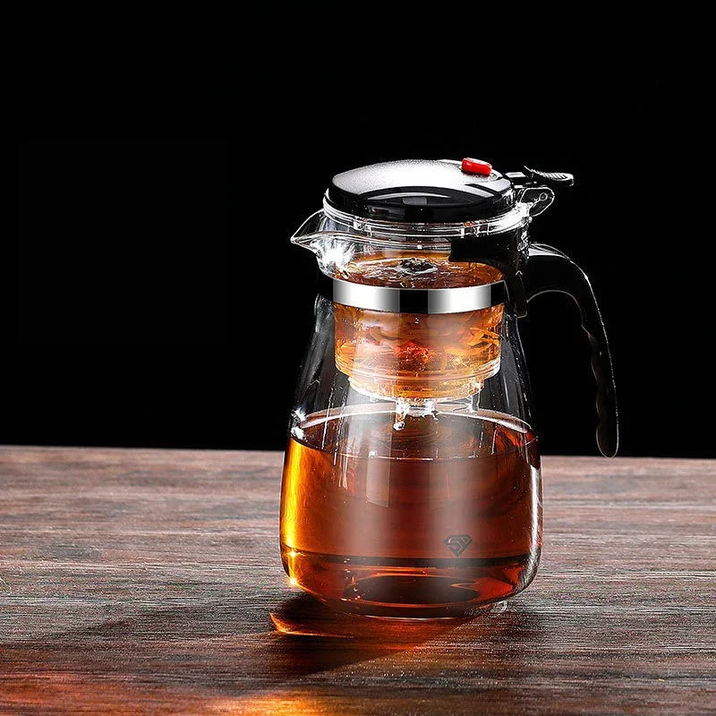 Hittebestendige glazen theepot Filtering met één klik Theepot Thee Waterscheiding Filter Theemaker Koffiepot Theeservies voor thuis