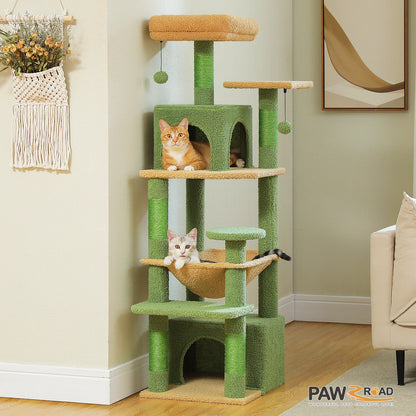 Hoge 136 cm krabpaaltoren met moderne ruime hangmatten Condos krabpalen huis dubbel gewatteerde zitstokken voor grote katten binnenshuis