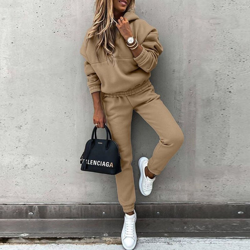 Trendy Capuchon Trui met Joggingbroek Set voor Dames