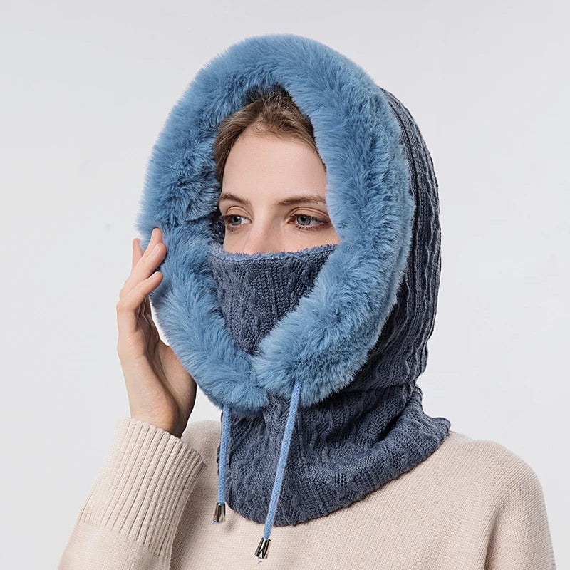 Luxe Gebreide Bont Gevoerde Nekwarmer