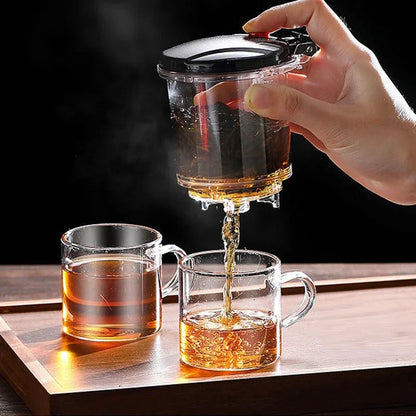 Hittebestendige glazen theepot Filtering met één klik Theepot Thee Waterscheiding Filter Theemaker Koffiepot Theeservies voor thuis