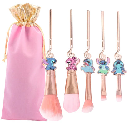 7 Stks Stitch Make-up Borstel Cartoon Stitch Draagbare Handheld Cosmetisch Spiegel Kam Stitch Make-up Borstel Set Anime Perifere Geschenk