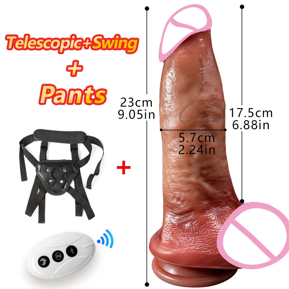 Enorme Grote Zachte Vibrator Verwarming Realistische Dildo Voor Vrouw Mannen Draadloze Telescopische Dick Masturbator Penis G Spot Vagina