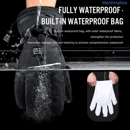 Waterproof USB Rechargeable Electric Heated Gloves Women Men Touchscreen Thermal Motorcycle Gloves Heated for Motorbike Skiing