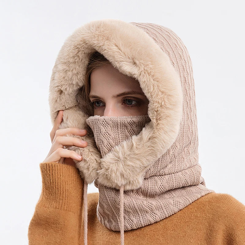 Luxe Gebreide Bont Gevoerde Nekwarmer