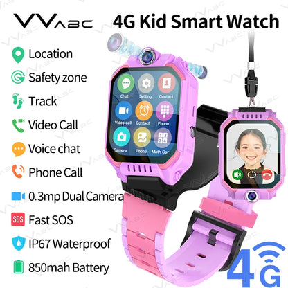 4G Locator Sim-kaart Kid Smart Watch met dubbele camera 1,83 inch Afneembare video-oproep Chat SOS Telefoontje Smartwatch voor kinderen