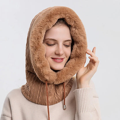 Luxe Gebreide Bont Gevoerde Nekwarmer