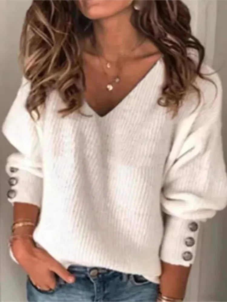 Lente Herfst Dames Losse Lange Mouwen Gebreide Top